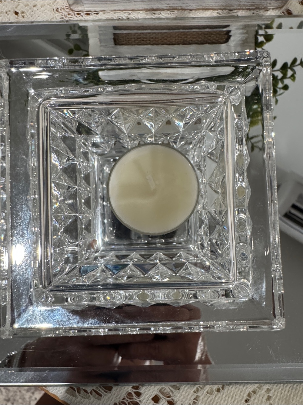 Waterford Crystal Clear Marquis Square Votive VTG EUC - Picture 5 of 12